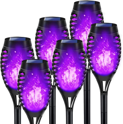 Light Up Your Halloween with Purple Flame Solar Lights! Perfect for Outdoor Decor & Spooky Vibes! 🌙🎃✨