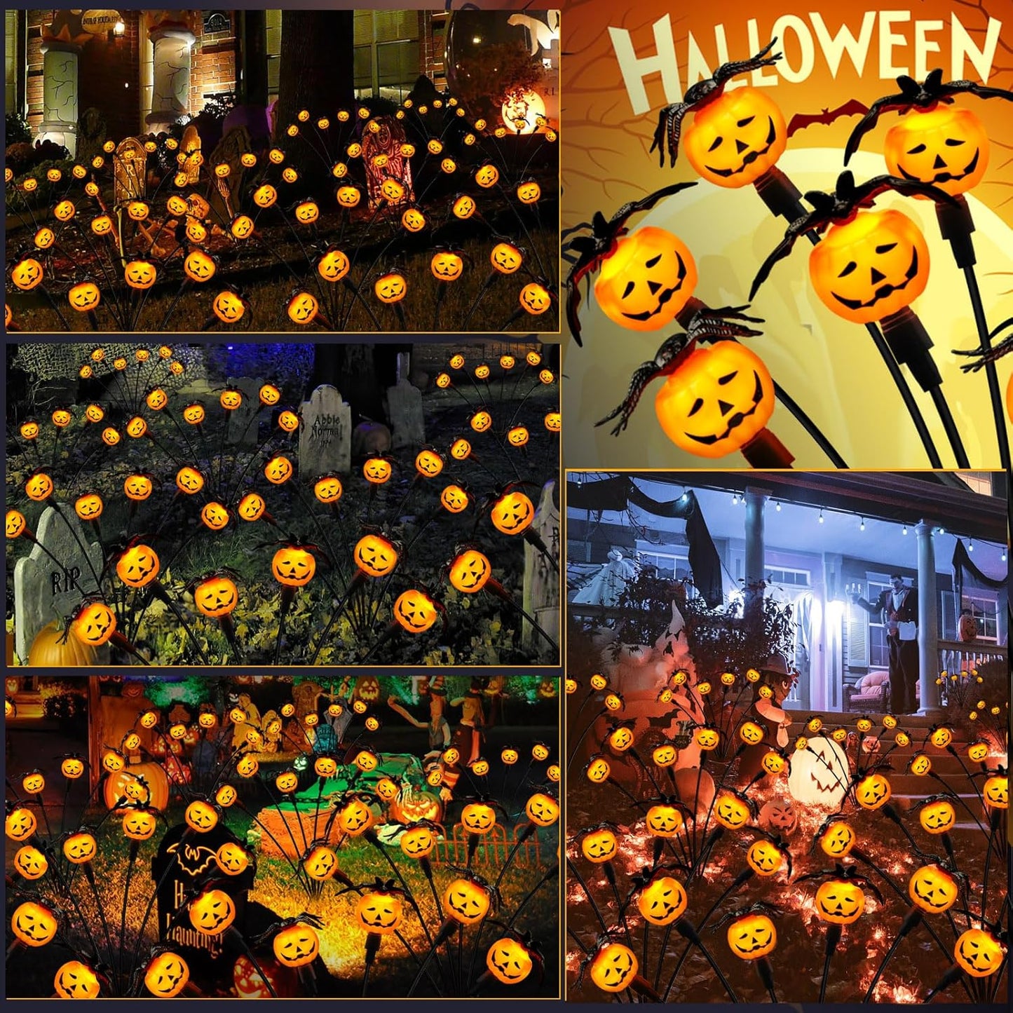 Spookify Your Yard! 🎃✨ Grab Our 2-Pack Solar Pumpkin Lights with Creepy Bats & Spiders for an Unforgettable Halloween Vibe! Perfect for Gardens, Graves, and Ghostly Parties! 👻🕷️