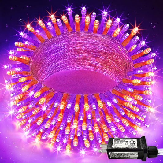Halloween Lights Outdoor, 66FT Purple Orange Lights for Halloween Decorations, 200 LED Halloween String Lights Indoor for Bedroom Fireplace Mantel Party Patio Yard Door Halloween Tree