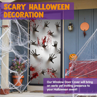 Halloween Decorations Zombie Hands Door Cover,Indoor Halloween Door Banner Front Door Cover for Halloween Party Haunted House Photo Props Supplies