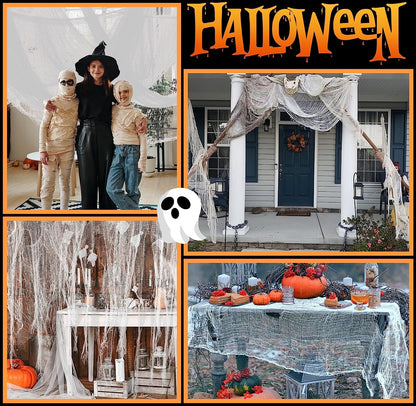 200" X 59" Halloween Spooky Cloth - Creepy Spooky Halloween Decorations - Large Size Scary Creepy Gauze for Halloween Party Supplies Stairway Window Table Doorways Decor
