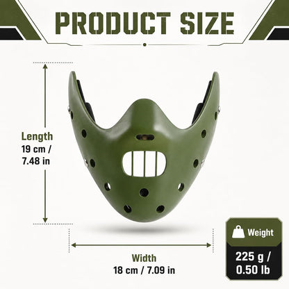 Hannibal Lecter Mask Cosplay the Silence of the Lambs Half Face Resin Mask | Halloween Costume Prop, Durable Resin, Sponge Pads, Adjustable Buckle Straps, Open Mouth Cage, Adult, for Role Play Party