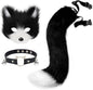 Get Ready for Halloween with Our Fluffy Faux Fur Fox Mask, Wolf Cat Tail, and Chic Leather Necklace Set! 🦊🎉✨