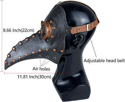 Plague Doctor Bird Mask Long Nose Beak Cosplay Steampunk Halloween Costume Props Latex Material