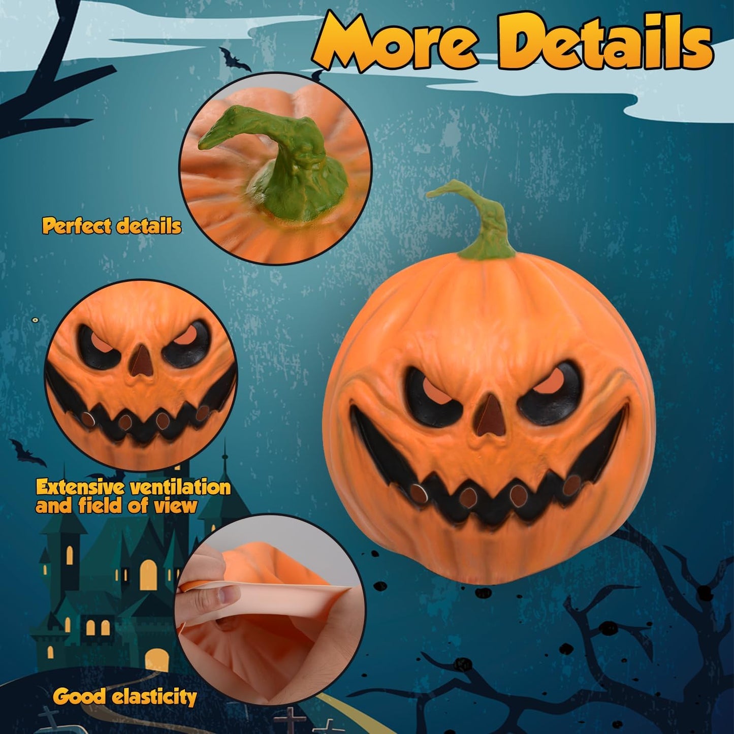 Halloween Scary Pumpkin Mask Masquerade Cosplay Costume Accessories Latex Pumpkin Head Mask for Party