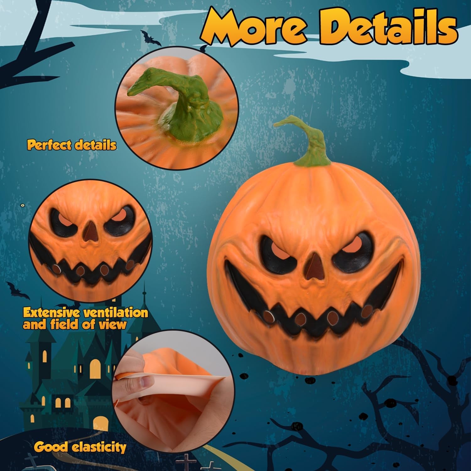 Halloween Scary Pumpkin Mask Masquerade Cosplay Costume Accessories Latex Pumpkin Head Mask for Party