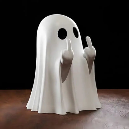 Halloween Decoration Ghost Figurine - Funny Resin Middle Finger Ghost Statue for Prank - Cute Ghost Decor for Christmas Decorations Ornaments