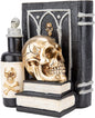Halloween Skull Decor, Gothic Skeleton Heads and Book Resin Statue, Collectible Figurines for Halloween Decor Unique Gifts for Home Decorations 9.2"