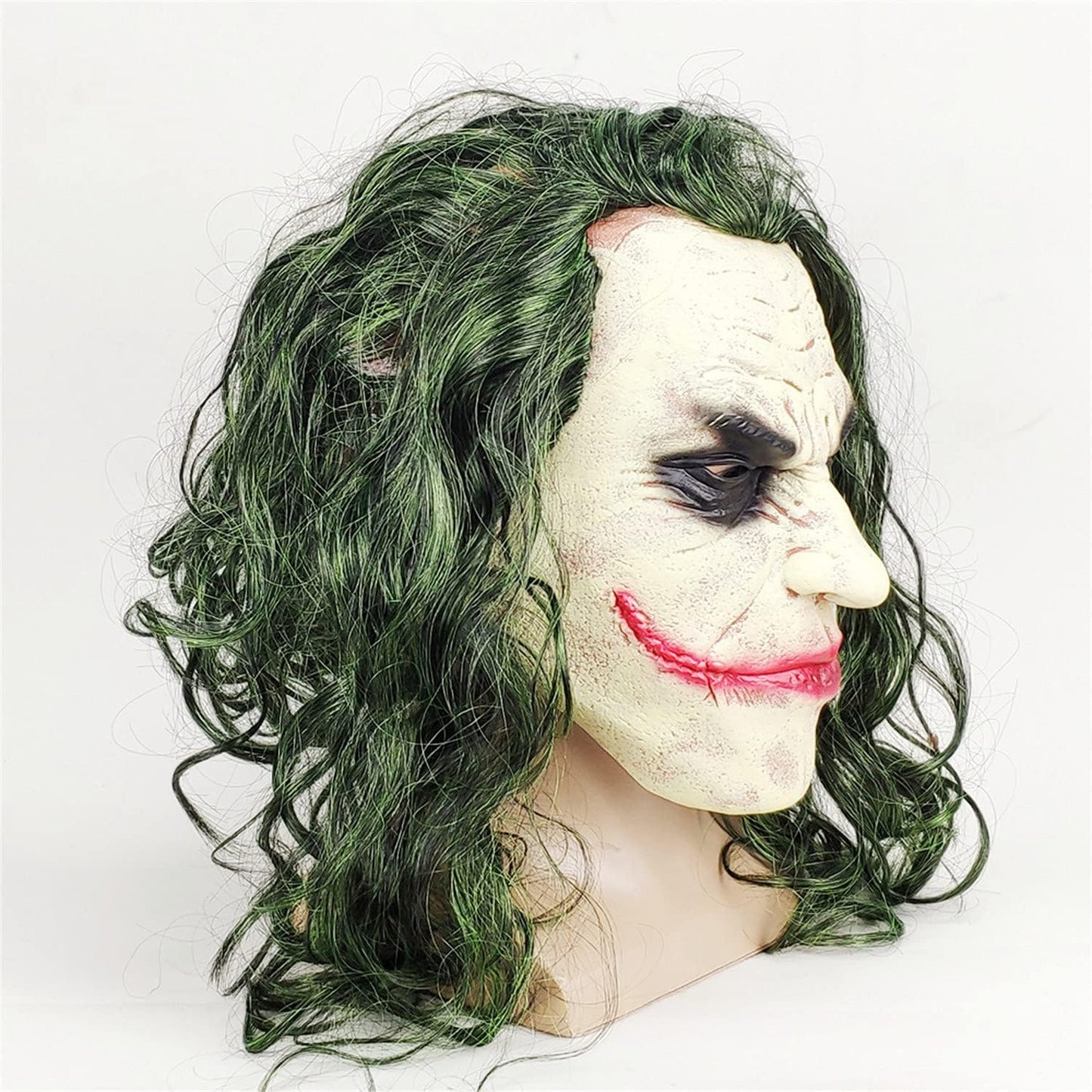 Latex Mask Costume Cosplay Man Smile Mask with Green Hair Halloween Adult Role Play Costumes Dress up Garden Yard Party Props