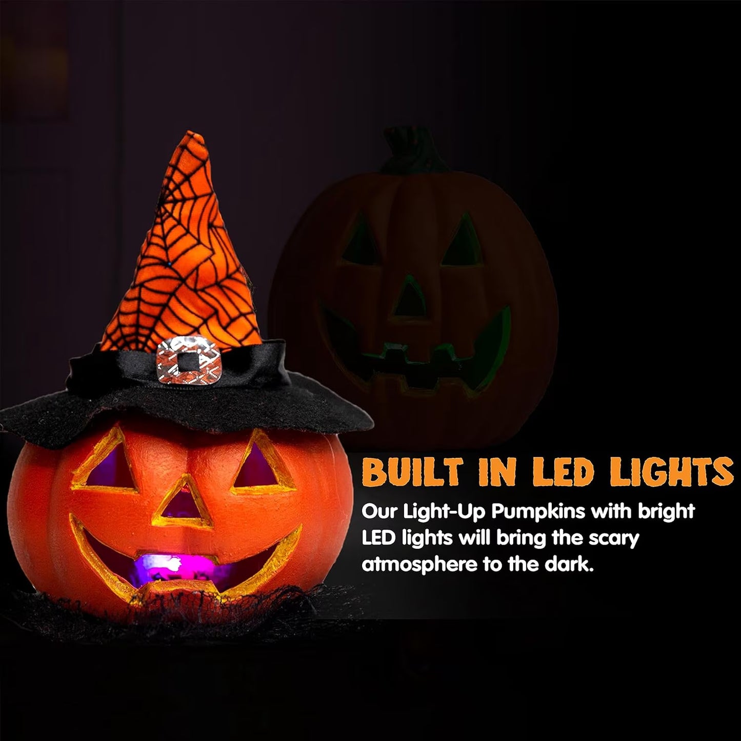 5 Pcs Halloween Decorations Outdoor Light up Pumpkins,Outdoor Halloween Lights,Jack O Lanterns Party Favors for Kids