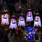Halloween Decorations Indoor Outdoor, 5 Pcs Halloween Lights Glowing Ghost Witch Hat Ornaments Gifts for Home Garden Yard