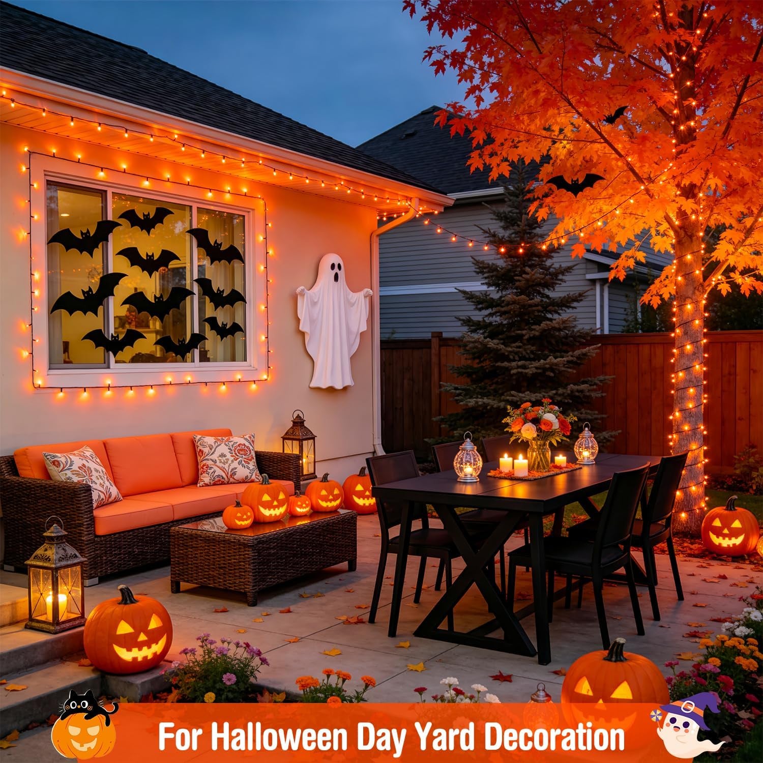 500 LED Orange Halloween Lights, 173Ft String Lights with Remote | Waterproof, 8 Modes, Indoor Outdoor Halloween Lights for Party House Tree Fireplace Thanksgiving Xmas Halloween Decorations