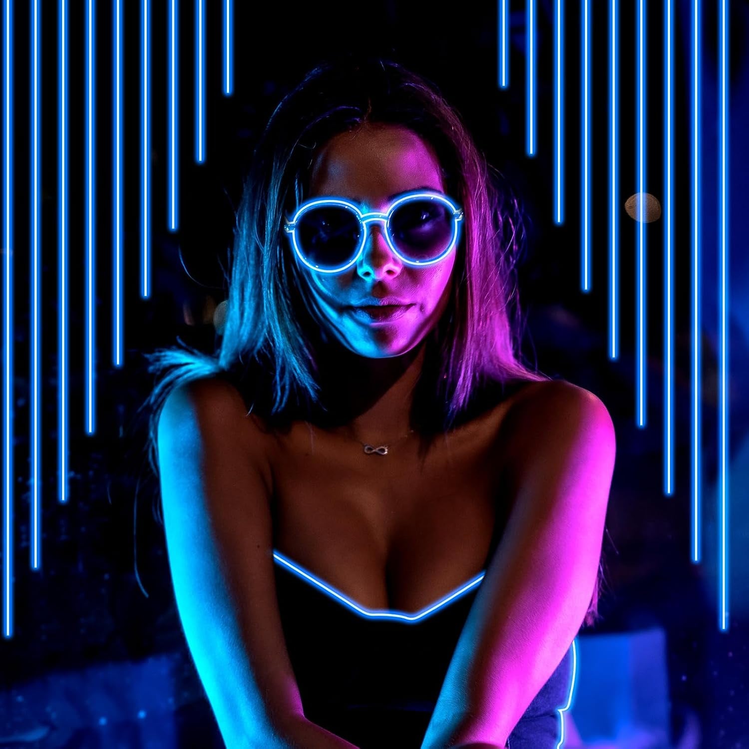 30 Set 6.6 Ft El Wire Neon Light Portable Neon Cuttable Glowing with Strip LED Rope Battery Powered Wire Glow in the Dark Wearable LED Lights for Clothing Halloween DIY Costume Party Decor