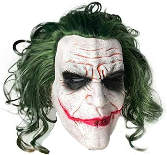 Latex Mask Costume Cosplay Man Smile Mask with Green Hair Halloween Adult Role Play Costumes Dress up Garden Yard Party Props
