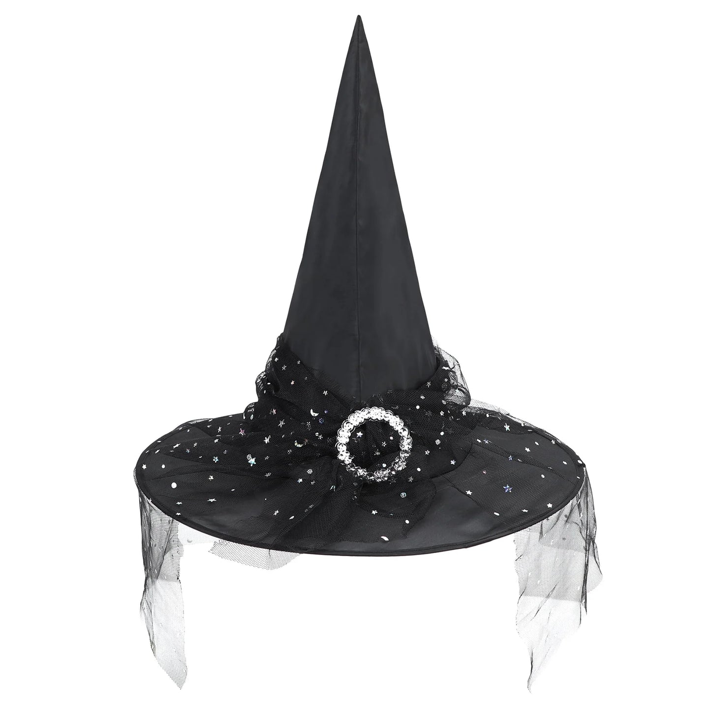 Spooktacular Black Witch Hat with Veil - Perfect for Your Halloween Look! 🎃✨ #WitchVibes #HalloweenFashion