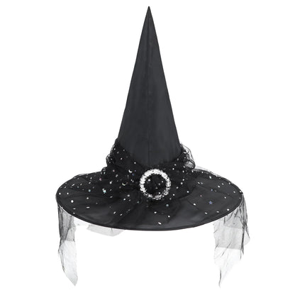 Spooktacular Black Witch Hat with Veil - Perfect for Your Halloween Look! 🎃✨ #WitchVibes #HalloweenFashion