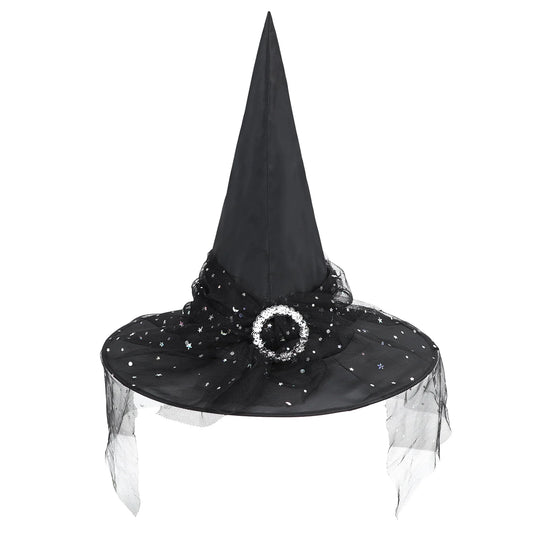 Spooktacular Black Witch Hat with Veil - Perfect for Your Halloween Look! 🎃✨ #WitchVibes #HalloweenFashion