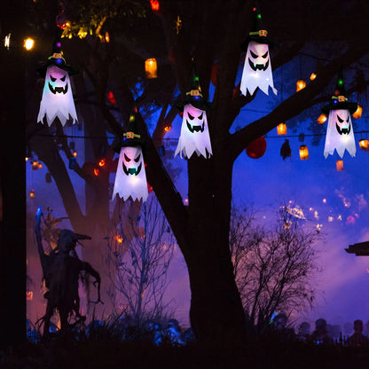 Halloween Decorations Indoor Outdoor, 5 Pcs Halloween Lights Glowing Ghost Witch Hat Ornaments Gifts for Home Garden Yard