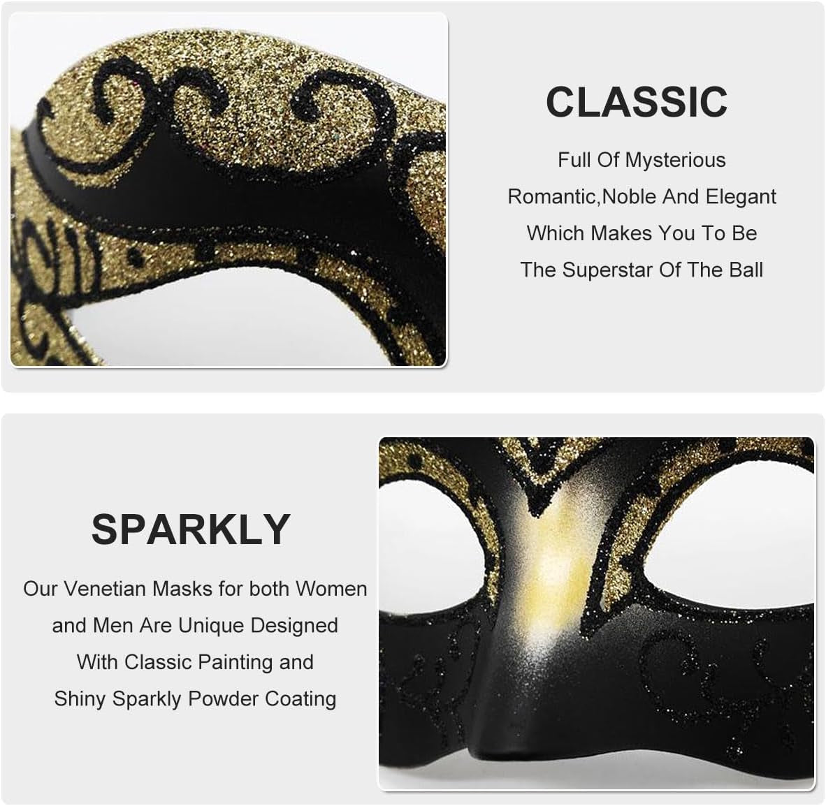 Masquerade Mask for Men Women Couple Venetian Mask for Halloween Mardi Gras Costume Party Ball