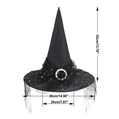 Spooktacular Black Witch Hat with Veil - Perfect for Your Halloween Look! 🎃✨ #WitchVibes #HalloweenFashion