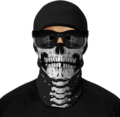 3D Balaclava Ski Mask Motorcycle Full Face Mask Outdoor Tactical Hood Headwear Mask Ghosts Skull Mask Men Women for Halloween