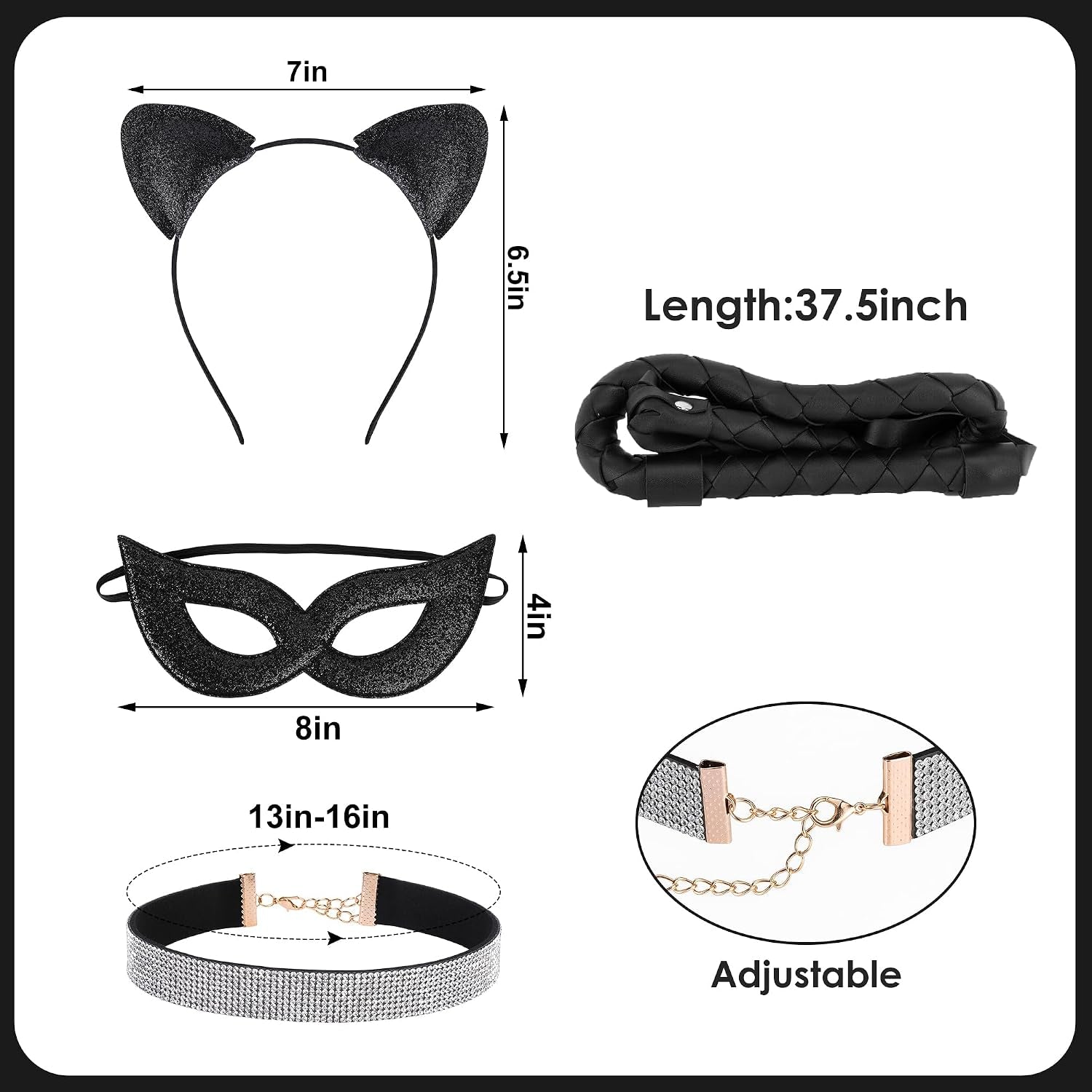 Spooktacular Halloween Cat Woman Costume Set: 4/6 Pcs with Mask, Faux Leather Gloves & Necklace! 🐾🎃✨
