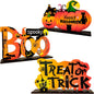 Happy Halloween Table Decorations 3PCS Halloween Pumpkin Centerpieces for Tables Wooden Trick or Treat/Boo Spooky Tabletop Signs for Halloween Party Indoor Tier Tray Room