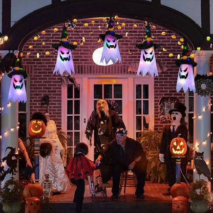 Halloween Decorations Indoor Outdoor, 5 Pcs Halloween Lights Glowing Ghost Witch Hat Ornaments Gifts for Home Garden Yard
