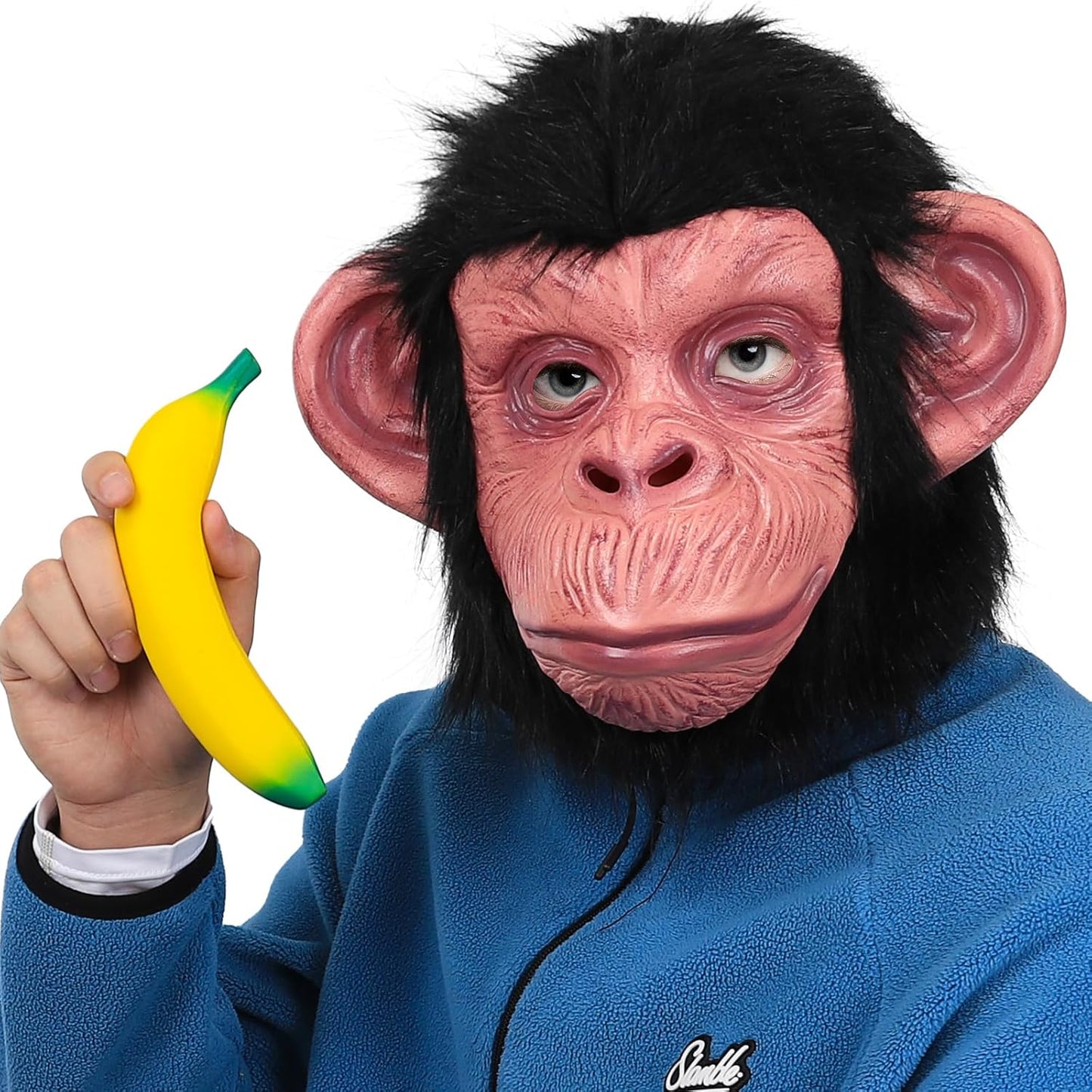 Monkey Mask Latex Full Head Animal Chimp Mask and Banana Stress Relief Toys For