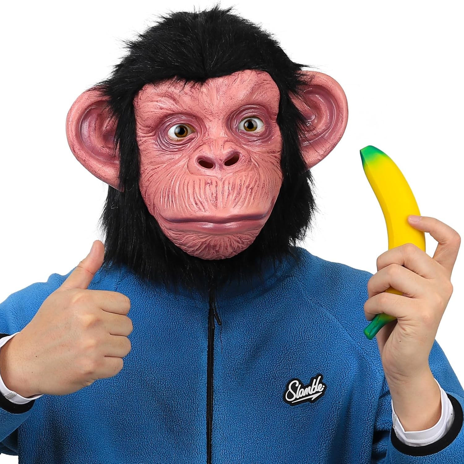 Monkey Mask Latex Full Head Animal Chimp Mask and Banana Stress Relief Toys For