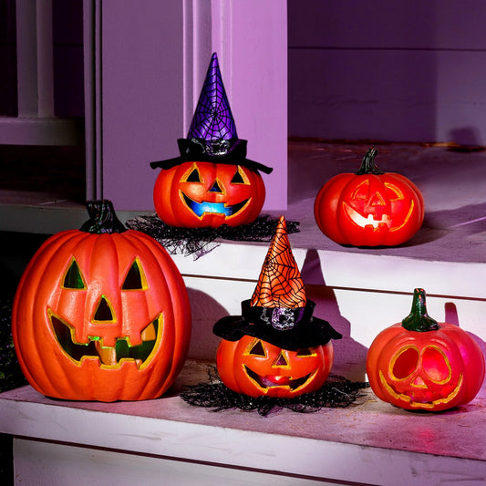 5 Pcs Halloween Decorations Outdoor Light up Pumpkins,Outdoor Halloween Lights,Jack O Lanterns Party Favors for Kids