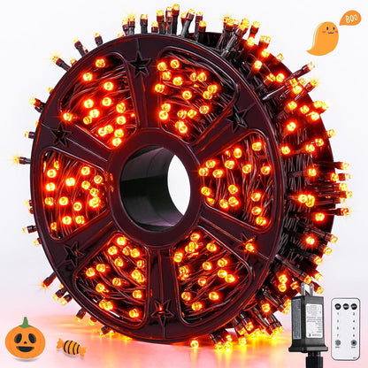 500 LED Orange Halloween Lights, 173Ft String Lights with Remote | Waterproof, 8 Modes, Indoor Outdoor Halloween Lights for Party House Tree Fireplace Thanksgiving Xmas Halloween Decorations