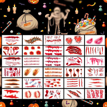 35 Sheets Large-Size Halloween Temporary Joker Tattoos, Halloween Fake Scar Tattoos, Halloween Fake Joker Tattoos Stickers - Perfect for Halloween, Parties, Cosplay and Costumes