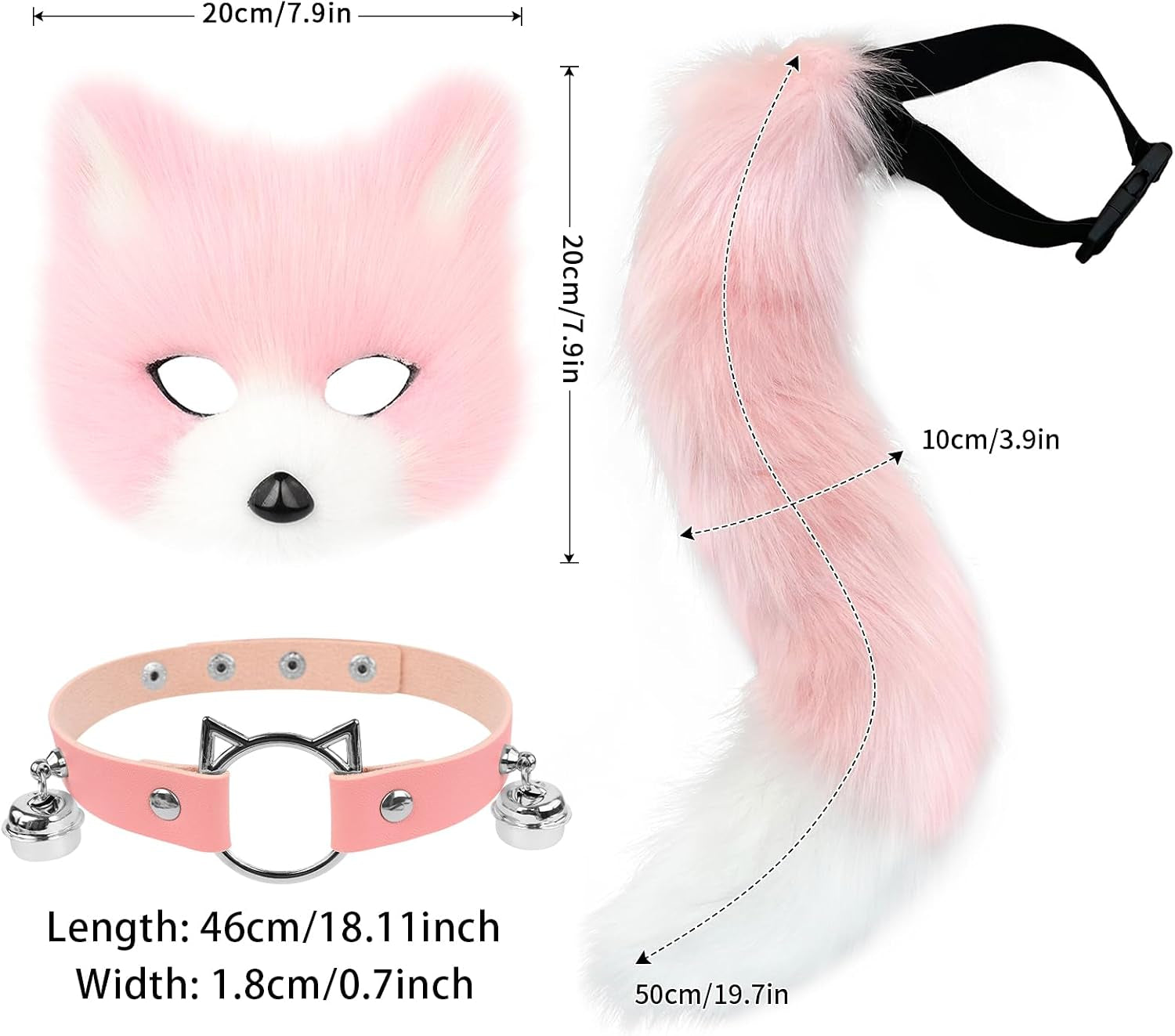 Get Ready for Halloween with This Adorable Faux Fur Fox Mask, Fluffy Tail, and Leather Necklace Set! 🎉🦊✨ #CostumeGoals #HalloweenVibes