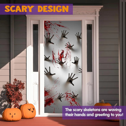 Halloween Decorations Zombie Hands Door Cover,Indoor Halloween Door Banner Front Door Cover for Halloween Party Haunted House Photo Props Supplies
