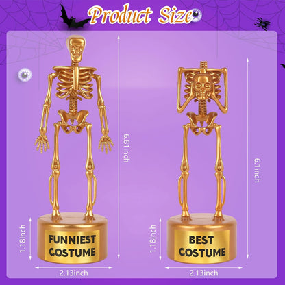 6 Pack Halloween Best Costume Skeleton Trophy, Halloween Skull Party Prizes Gold Bones Game Awards Costume Contest Event Trophy for Kids Goodie Bag Fillers School Classroom Rewards Treats