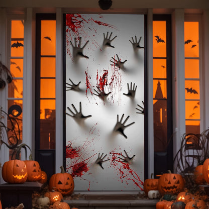 Halloween Decorations Zombie Hands Door Cover,Indoor Halloween Door Banner Front Door Cover for Halloween Party Haunted House Photo Props Supplies