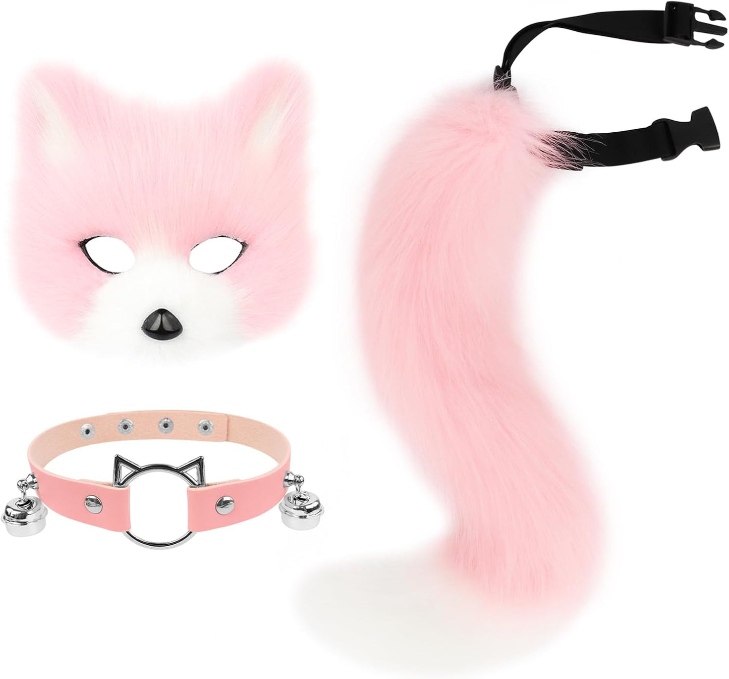 Get Ready for Halloween with This Adorable Faux Fur Fox Mask, Fluffy Tail, and Leather Necklace Set! 🎉🦊✨ #CostumeGoals #HalloweenVibes