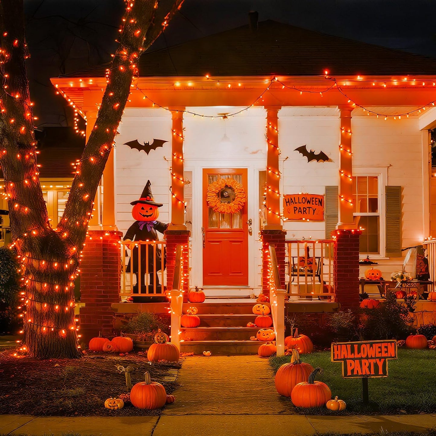 500 LED Orange Halloween Lights, 173Ft String Lights with Remote | Waterproof, 8 Modes, Indoor Outdoor Halloween Lights for Party House Tree Fireplace Thanksgiving Xmas Halloween Decorations