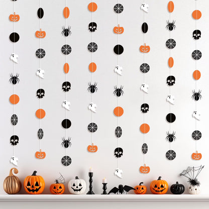 , Glitter Black Halloween Garland - Pack of 8 | Black Hanging Bats Halloween Decoration | Witch Garland, Glitter Pumpkins Garland, Hanging Halloween Decorations | Halloween Ceiling Decorations