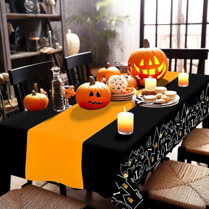 3 Pack Halloween Tablecloths Rectangle Table,Halloween Decorations | 54" X 108" Disposable Plastic Tablecloths,Plastic Table Cover for Halloween Party Decorations,Halloween Party Supplies Favors