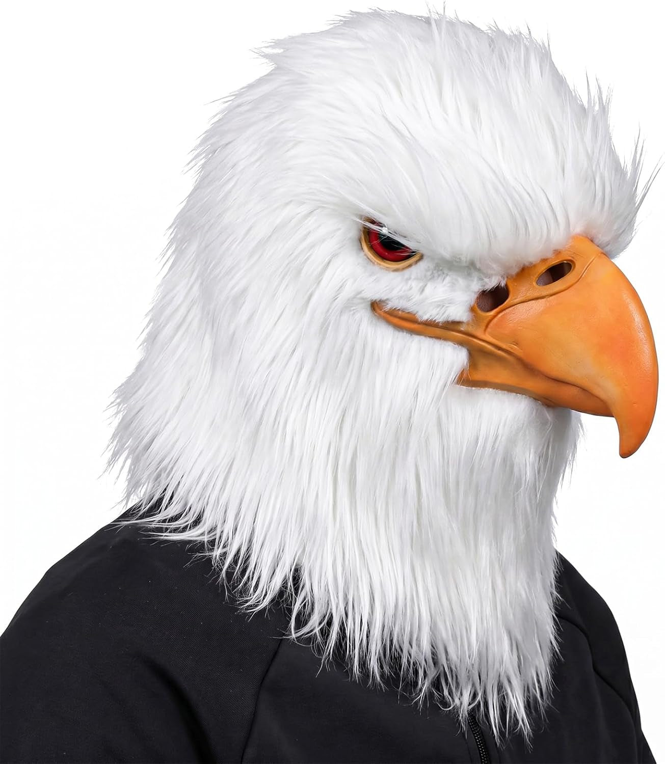 White Eagle Head Mask Animal Bird Mask Eagle Claw Hairy Latex Mask Halloween Carnival Costume Mask, Adult Size