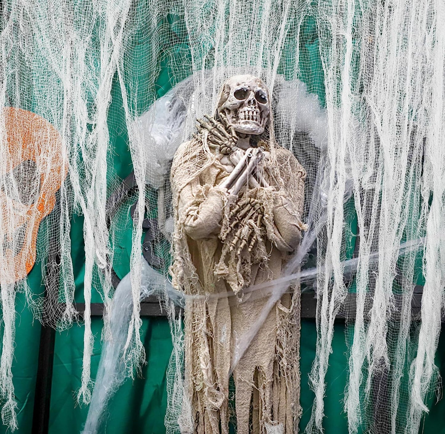 200" X 59" Halloween Spooky Cloth - Creepy Spooky Halloween Decorations - Large Size Scary Creepy Gauze for Halloween Party Supplies Stairway Window Table Doorways Decor
