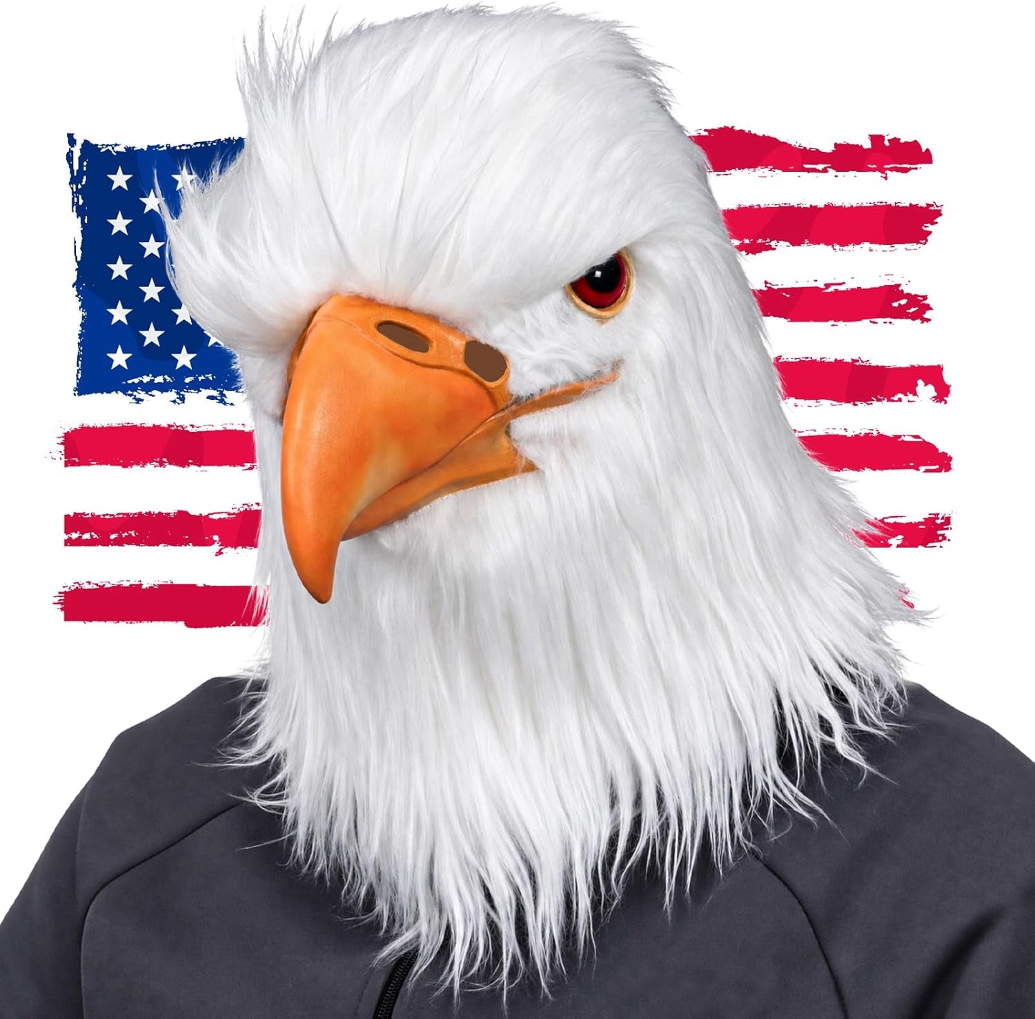 White Eagle Head Mask Animal Bird Mask Eagle Claw Hairy Latex Mask Halloween Carnival Costume Mask, Adult Size