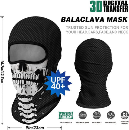 3D Balaclava Ski Mask Motorcycle Full Face Mask Outdoor Tactical Hood Headwear Mask Ghosts Skull Mask Men Women for Halloween