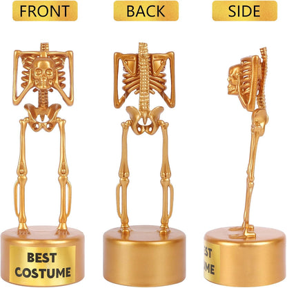 6 Pack Halloween Best Costume Skeleton Trophy, Halloween Skull Party Prizes Gold Bones Game Awards Costume Contest Event Trophy for Kids Goodie Bag Fillers School Classroom Rewards Treats