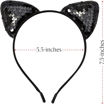 Sparkle in Style: Sequin Cat Woman Mask, Ears & Choker - Purrfect Costume Accessories for Fierce Females! 🐾✨