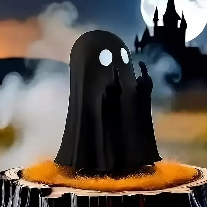 Halloween Decoration Ghost Figurine - Funny Resin Middle Finger Ghost Statue for Prank - Cute Ghost Decor for Christmas Decorations Ornaments