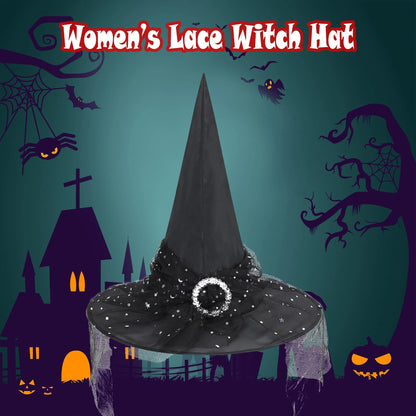 Spooktacular Black Witch Hat with Veil - Perfect for Your Halloween Look! 🎃✨ #WitchVibes #HalloweenFashion