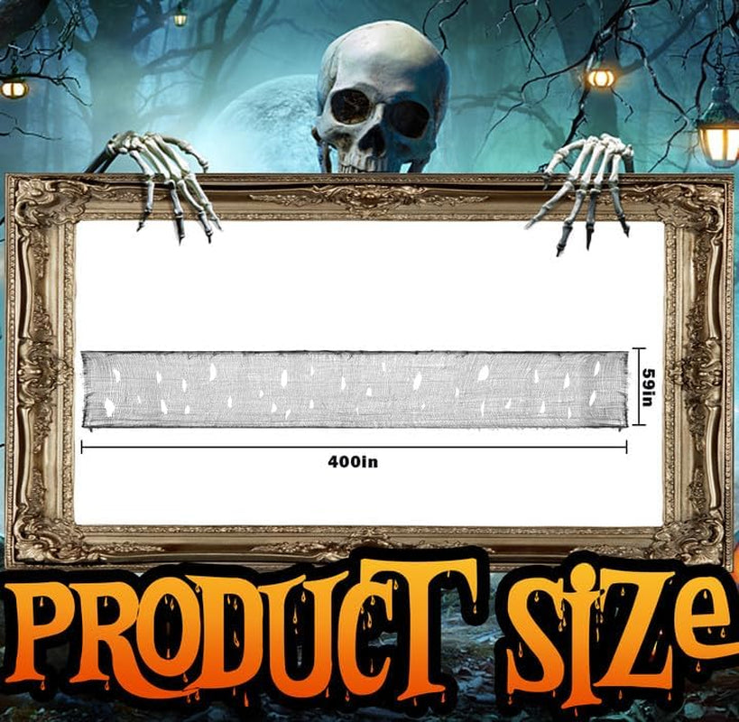 Large Size 400" X 59" Halloween Creepy Cloth - Black Creepy Spooky Halloween Decorations - Large Size Scary Creepy Gauze for Halloweens Party Supplies Stairway Window Table Doorways Decor